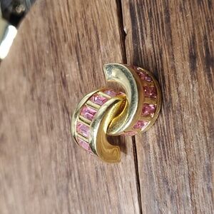 Noland miller E2144‎ glamor collextion half hoop pink topaz earrings vint…